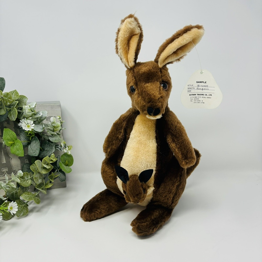 Vintage Rare Sample Kangaroo Mom & Baby Kelly Toy Plush 12" Brown Stuff‎ Animal